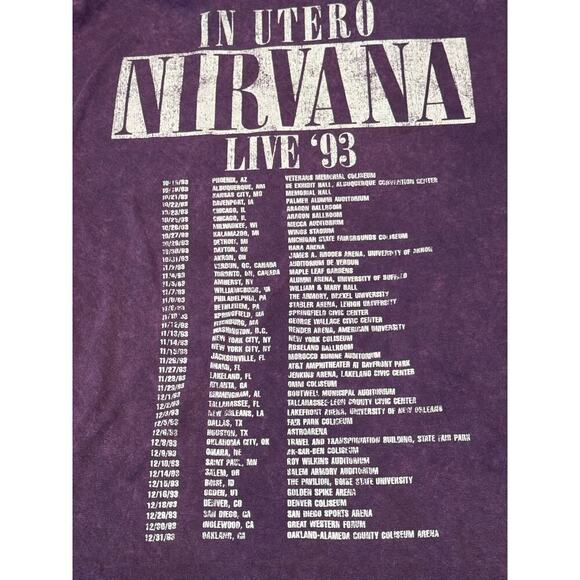 Nirvana In Utero Live 93 Purple Mineral Stone Wash Short Sleeve T-Shirt Sz L - Picture 5 of 7